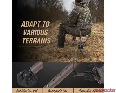 Kemimoto 360 Degree Tripod Swivel Hunting Chair w/ Backrest - B1702-00101