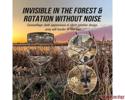 Kemimoto 360 Degree Tripod Swivel Hunting Chair w/ Backrest - B1702-00101