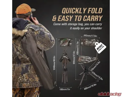 Kemimoto 360 Degree Tripod Swivel Hunting Chair w/ Backrest - B1702-00101