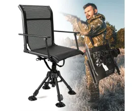 Kemimoto Hunting Fishing Chair 360 Degree Silent Swivel Hight Adjustable Quick Folding Blind Chair