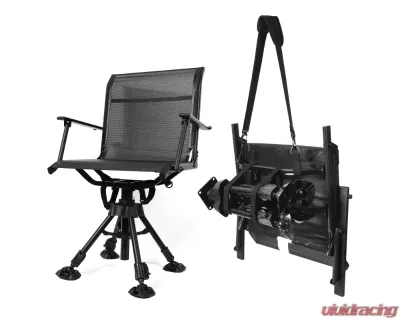 Kemimoto Hunting Fishing Chair 360 Degree Silent Swivel Hight Adjustable Quick Folding Blind Chair - B1702-00301BK