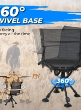 Kemimoto Hunting Fishing Chair 360 Degree Silent Swivel Hight Adjustable Quick Folding Blind Chair                                     - B1702-00301BK - Image 6