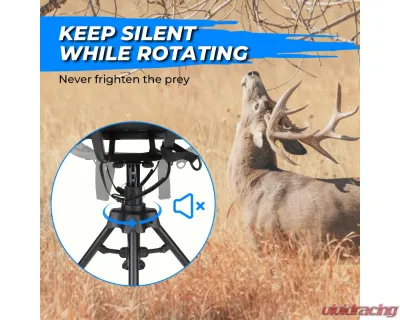 Kemimoto Hunting Fishing Chair 360 Degree Silent Swivel Hight Adjustable Quick Folding Blind Chair - B1702-00301BK