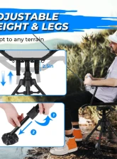 Kemimoto Hunting Fishing Chair 360 Degree Silent Swivel Hight Adjustable Quick Folding Blind Chair                                     - B1702-00301BK - Image 8