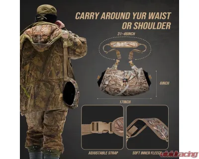 Kemimoto Camouflage Hunting Waist Pouch w/ Fleece | Pockets | Strap - B1704-00102CM