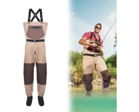 Kemimoto Men's Waders Pants Breathable Chest Wader Fly Fishing & Duck Hunting / Khaki
