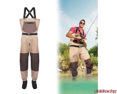 Kemimoto Men's Waders Pants Breathable Chest Wader Fly Fishing & Duck Hunting / Khaki - B1705-00101MLS