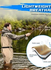 Kemimoto Men's Waders Pants Breathable Chest Wader Fly Fishing & Duck Hunting / Khaki                                     - B1705-00101MLS - Image 2