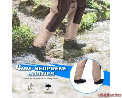 Kemimoto Men's Waders Pants Breathable Chest Wader Fly Fishing & Duck Hunting / Khaki - B1705-00101MLS