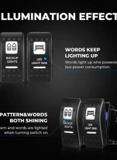 Kemimoto 5 Pin ATV Rocker Switch Toggle ON-Off Led Light Bar | Backup Lights Push Button Rocker                                     - BZH0041-02 - Image 2