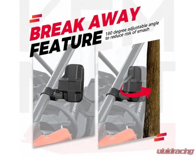 Kemimoto UTV Side | Center Mirror Polaris RZR / Maverick X 31.75"-2" Roll Bar Cage - BZH0211-02