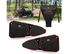 Kemimoto Storage Bag Set Red RZR Door Bags | Center Storage Bag w/ Water Resistant Zippers Polaris RZR