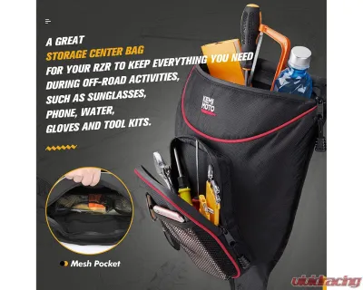 Kemimoto Storage Bag Set Red RZR Door Bags | Center Storage Bag w/ Water Resistant Zippers Polaris RZR - BZH0220-02