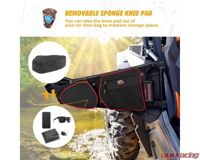 Kemimoto Storage Bag Set Red RZR Door Bags | Center Storage Bag w/ Water Resistant Zippers Polaris RZR - BZH0220-02