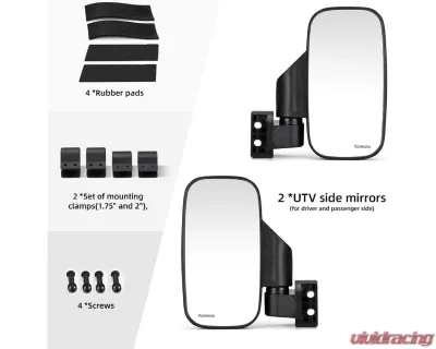 Kemimoto Side | Rear Mirror w/ 1.75" - 2" Roll Bar Cage Polaris RZR / Maverick X3 - BZH0221-02