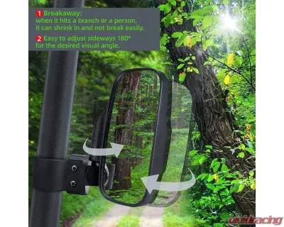 Kemimoto Side | Rear Mirror w/ 1.75" - 2" Roll Bar Cage Polaris RZR / Maverick X3 - BZH0221-02