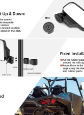 Kemimoto Side | Rear Mirror w/ 1.75" - 2" Roll Bar Cage Polaris RZR / Maverick X3                                     - BZH0221-02 - Image 4