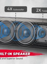 Kemimoto UTV Speakers / 2X Tweeters 4X Subwoofers Waterproof BluetoothAUX Input USB Port 500W 28" Outdoor Marine Soundbars                                     - BZH0236-02 - Image 5