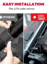 Kemimoto UTV Side Mirrors and Center Mirror1.6"-2" Roll Bar                                     - BZH0237-02 - Image 6