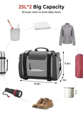 Kemimoto 25L x 2 Motorcycle Waterproof Detachable Saddlebags                                     - F1101-01601GY - Image 4