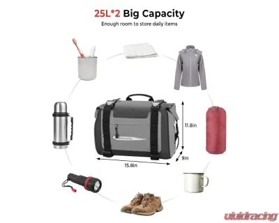 Kemimoto 25L x 2 Motorcycle Waterproof Detachable Saddlebags - F1101-01601GY