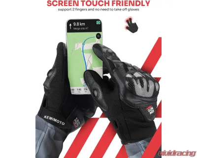 Kemimoto Motorcycle Full Finger Gloves - F1109-01302XLBK