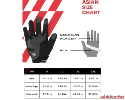 Kemimoto Motorcycle Full Finger Gloves - F1109-01302XLBK