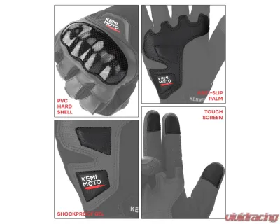 Kemimoto Motorcycle Full Finger Gloves - F1109-01302XLBK