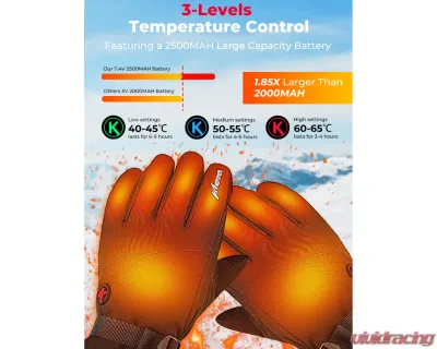 Kemimoto Upgrade Heated Gloves Ice Fishing Rechargeable Waterproof - F1109-03401SBK-ZH