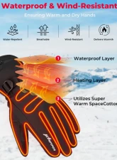 Kemimoto Upgrade Heated Gloves Ice Fishing Rechargeable Waterproof                                     - F1109-03401SBK-ZH - Image 4