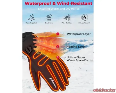 Kemimoto Upgrade Heated Gloves Ice Fishing Rechargeable Waterproof - F1109-03401SBK-ZH