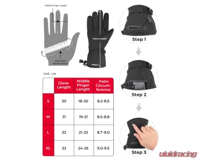 Kemimoto Upgrade Heated Gloves Ice Fishing Rechargeable Waterproof - F1109-03401SBK-ZH