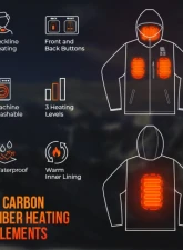 Kemimoto Men's Classic Heated Jacket w/ Detachable Hood                                     - F1117-03701MBK - Image 4