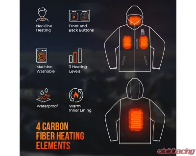 Kemimoto Men's Classic Heated Jacket w/ Detachable Hood - F1117-03701MBK