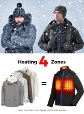 Kemimoto Men's Classic Heated Jacket w/ Detachable Hood                                     - F1117-03701MBK - Image 6