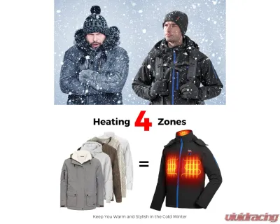 Kemimoto Men's Classic Heated Jacket w/ Detachable Hood - F1117-03701MBK