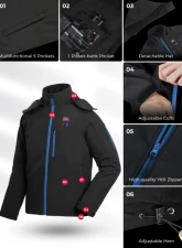 Kemimoto Men's Classic Heated Jacket w/ Detachable Hood                                     - F1117-03701MBK - Image 7