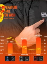 Kemimoto Men's Classic Heated Jacket w/ Detachable Hood                                     - F1117-03701MBK - Image 9