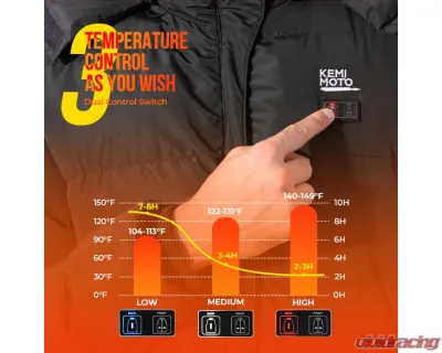 Kemimoto Men's Classic Heated Jacket w/ Detachable Hood - F1117-03701MBK