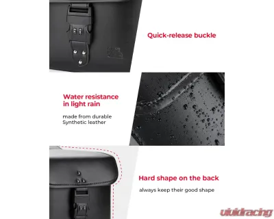 Kemimoto Motorcycle Saddlebags w/ Lock Harley - F1801-01801BK