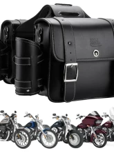 Kemimoto Motorcycle PU Leather Saddlebags w/ Water Cup Holder Dyna Sportster                                     - F1801-01901BK - Image 7