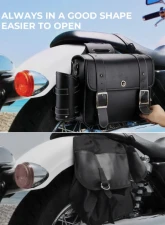 Kemimoto Motorcycle PU Leather Saddlebags w/ Water Cup Holder Dyna Sportster                                     - F1801-01901BK - Image 3