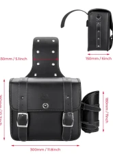 Kemimoto Motorcycle PU Leather Saddlebags w/ Water Cup Holder Dyna Sportster                                     - F1801-01901BK - Image 5
