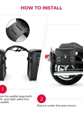 Kemimoto Motorcycle PU Leather Saddlebags w/ Water Cup Holder Dyna Sportster                                     - F1801-01901BK - Image 7