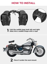 Kemimoto Motorcycle PU Leather Saddlebag w/ Cup Pocket                                     - F1801-02001BK - Image 2