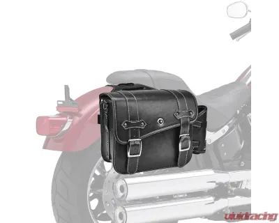 Kemimoto Motorcycle PU Leather Saddlebag w/ Cup Pocket - F1801-02001BK