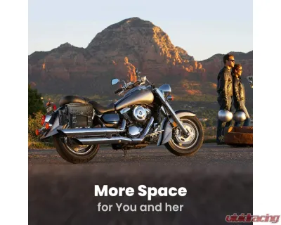 Kemimoto Motorcycle PU Leather Saddlebag w/ Cup Pocket - F1801-02001BK