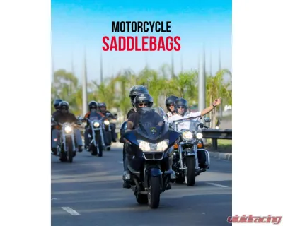 Kemimoto Motorcycle PU Leather Saddlebag w/ Cup Pocket - F1801-02001BK