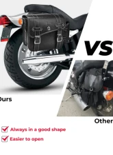 Kemimoto Motorcycle PU Leather Saddlebag w/ Cup Pocket                                     - F1801-02001BK - Image 9