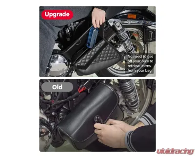 Kemimoto Motorcycle Swingarm Leather Side Bags - F1801-02801